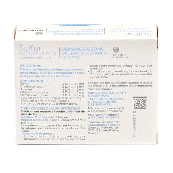 Lehning Sulfur Complexe n°12 comprimés