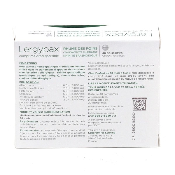 Lehning Lergypax comprimé orodispersible