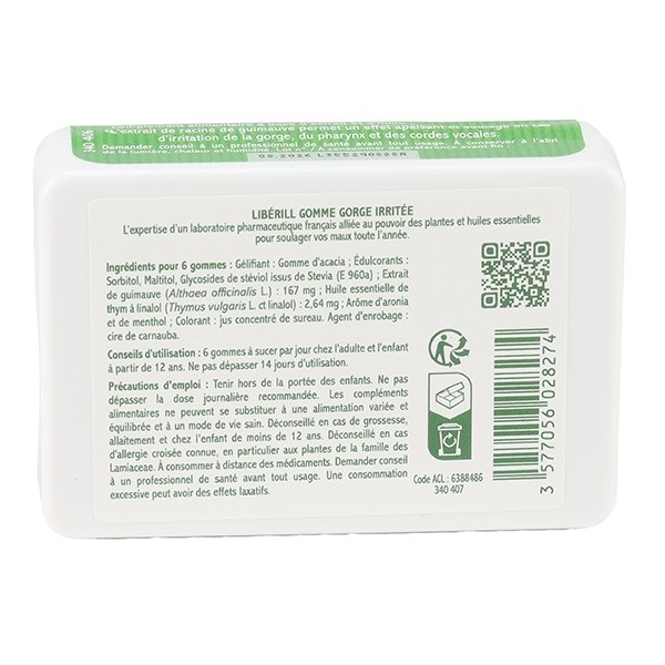 Libérill Gorge irritée gommes