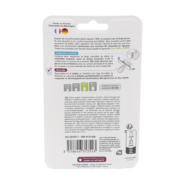 Luc et Léa sucette silicone anatomique 6-18 mois Lot de 2