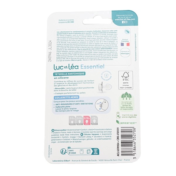 Luc et Léa Essentiel sucette silicone anatomique 6-18 mois