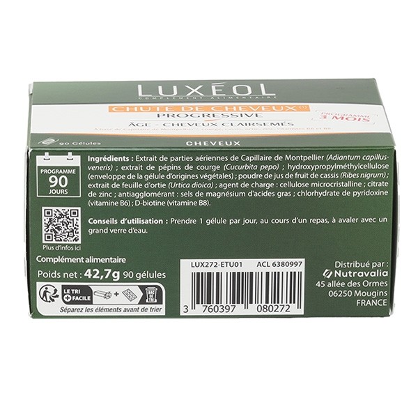 Luxeol chute de cheveux progressive gélules