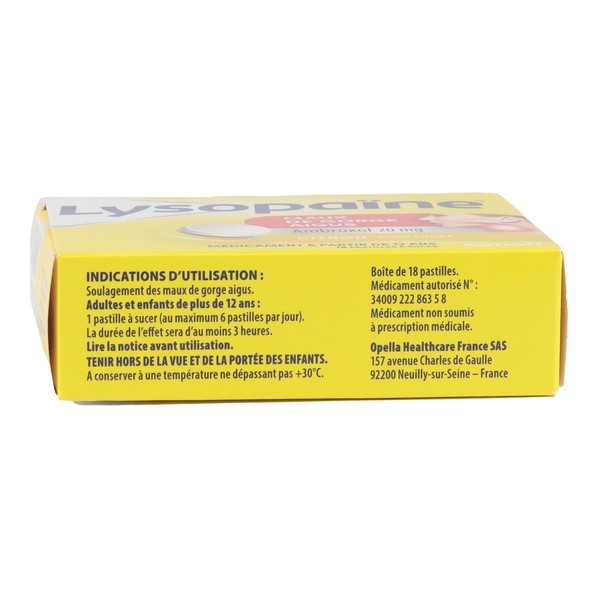 Lysopaïne Ambroxol citron sans sucre pastilles