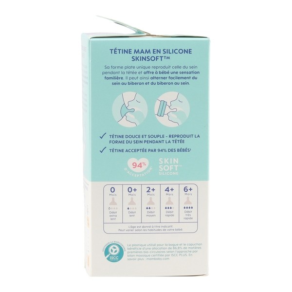 MAM Biberon verre Tétine plate débit lent 170 ml