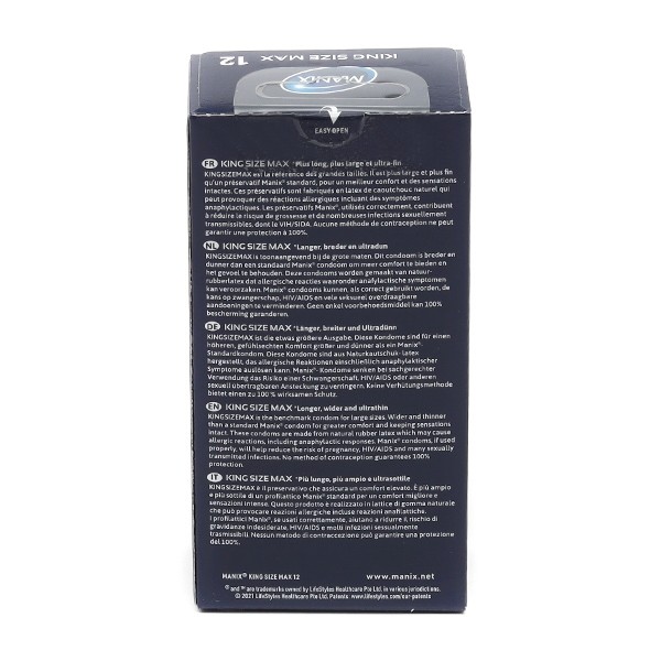 Manix King Size Max préservatifs