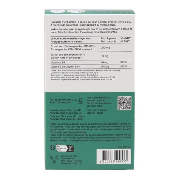 Ménocia Bouffées de chaleur Ménopause & Périménopause gélules