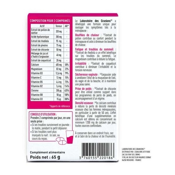 Granions Ménopause 6 en 1 comprimés