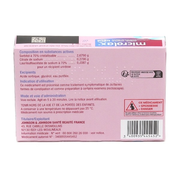 Microlax Bébé lavement constipation