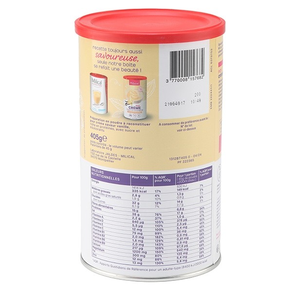 Milical crème nutritionnelle saveur vanille