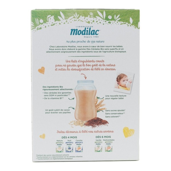 Modilac céréales bio cacao