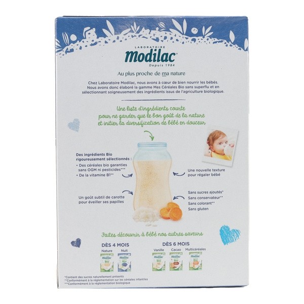 Modilac céréales du soir Bio Carottes