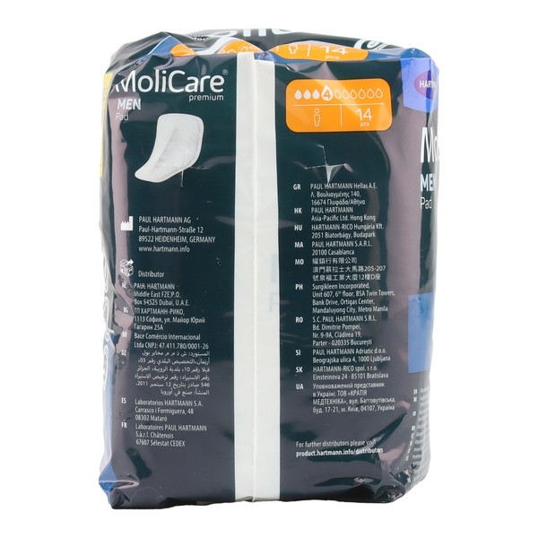 Molicare Premium Men Pad Protections anatomiques 4 gouttes
