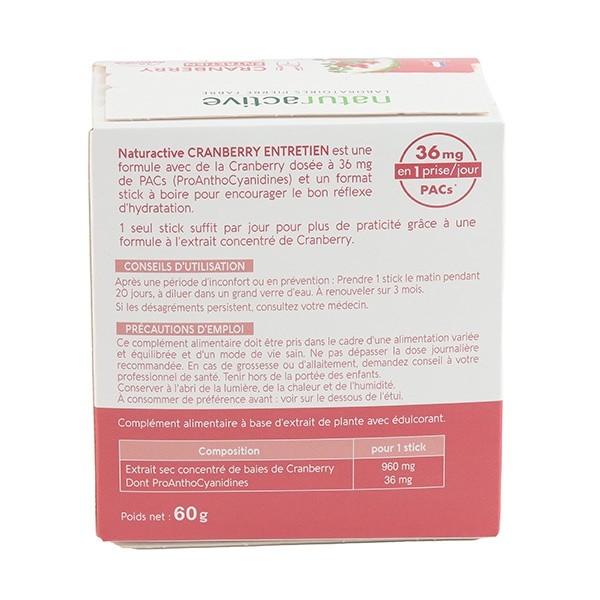 Naturactive Urisanol Cranberry Entretien sticks