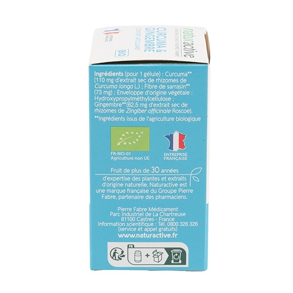 Naturactive Curcuma et Gingembre Bio gélules