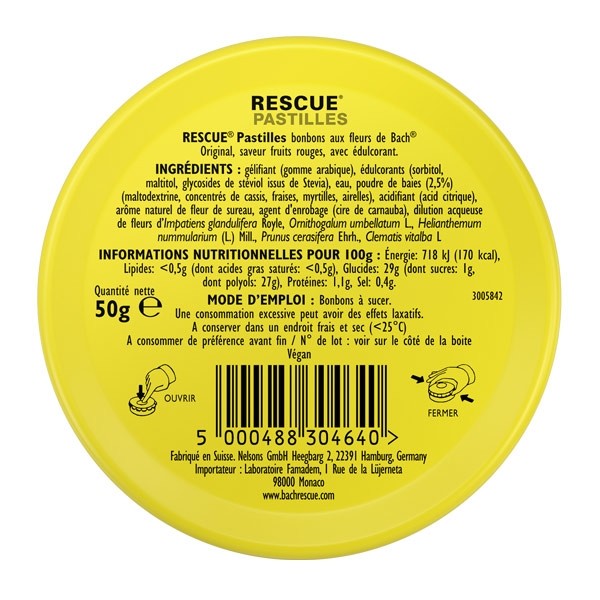 Fleurs de Bach Rescue pastilles Fruits rouges