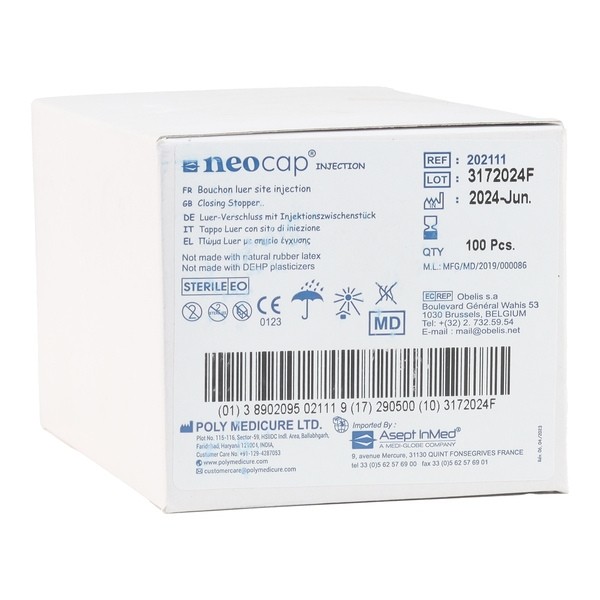 Uni'cap bouchon Luer Lock mâle avec site d'injection