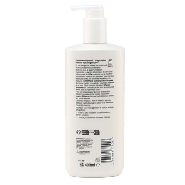 Neutrogena Lait pour le corps Hydratation profonde Hypoallergénique