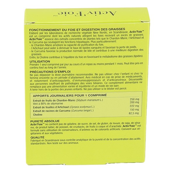 Activ Foie digestion des graisses comprimés