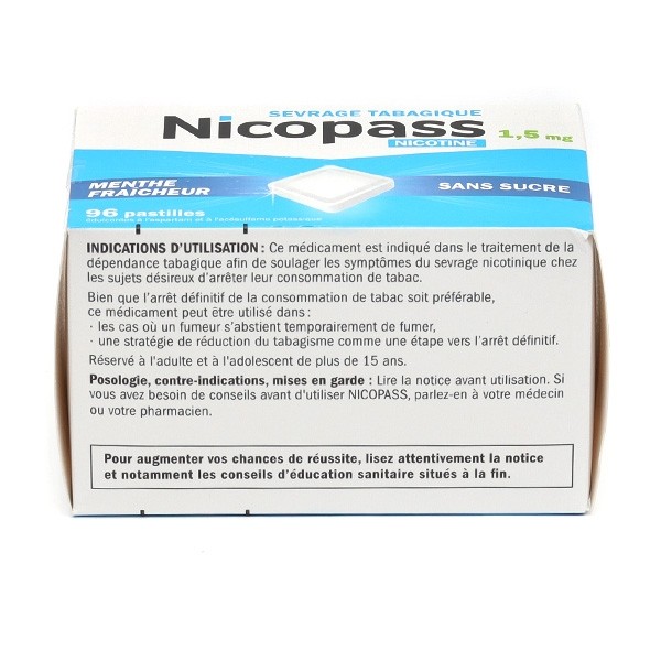 Nicopass 1,5 mg menthe fraicheur pastilles