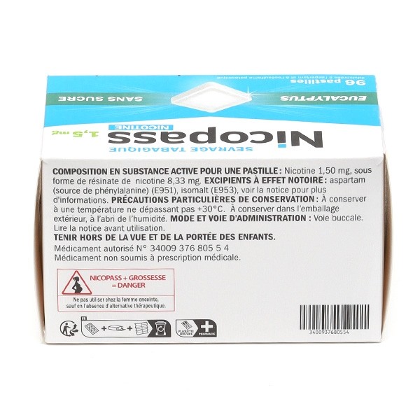 Nicopass 1,5 mg eucalyptus pastilles