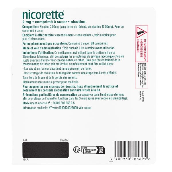 Nicorette 2 mg menthe intense comprimé