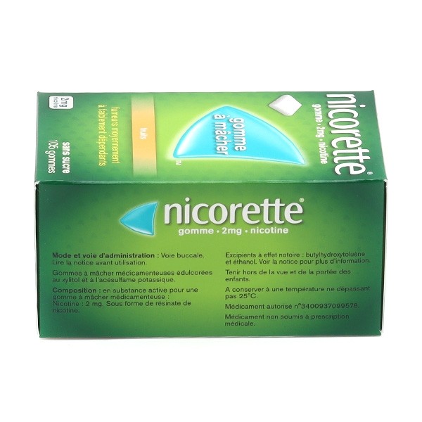 Nicorette 2 mg fruits gomme