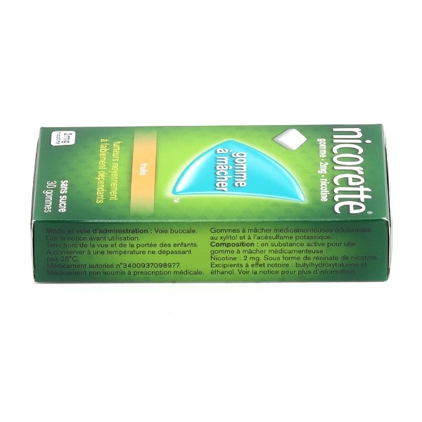 Nicorette 2 mg fruits gomme