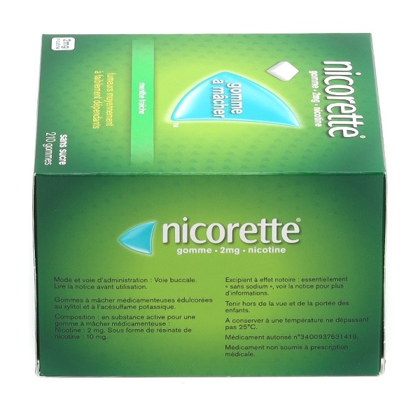 Nicorette 2 mg menthe fraîche gomme