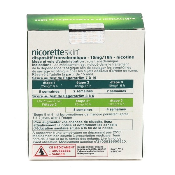 NicoretteSkin patch nicotine 15 mg/16 h