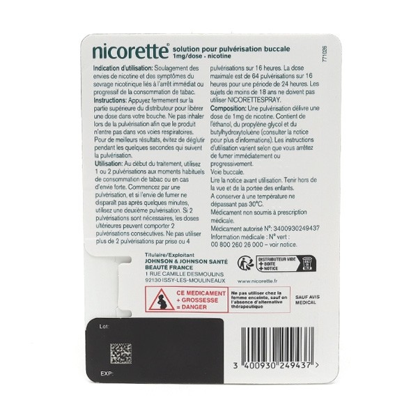 Nicorette Spray 1 mg menthe fraîche