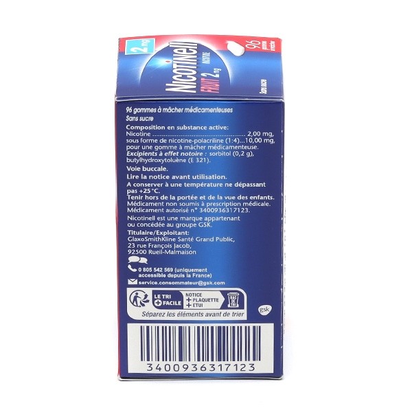 Nicotinell 2 mg fruits rouges gomme