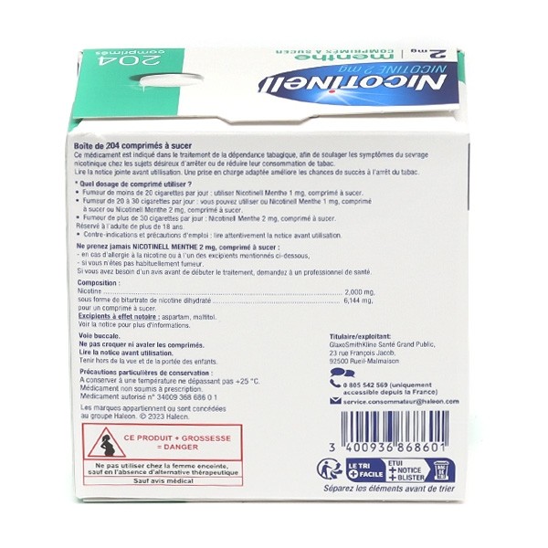 Nicotinell 2 mg menthe comprimé