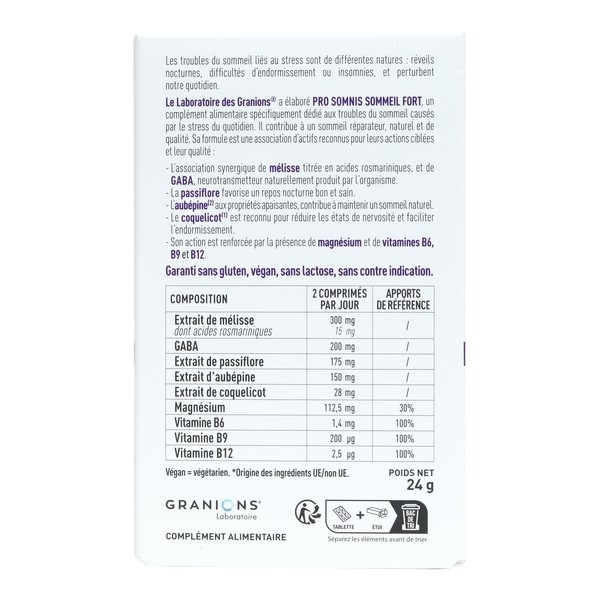 Granions Pro Somnis Sommeil fort comprimés