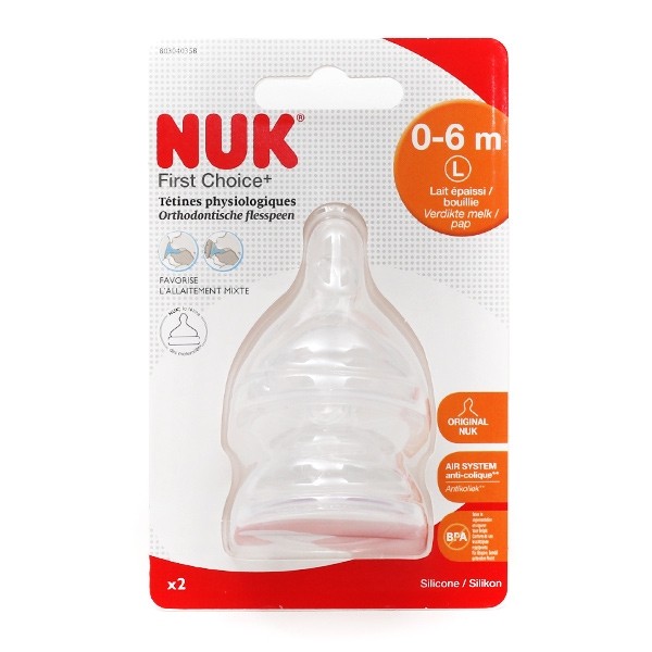 Nuk First Choice 0-6 mois 2 tétines