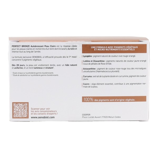 Oenobiol Perfect Bronze Autobronzant peau claire capsules