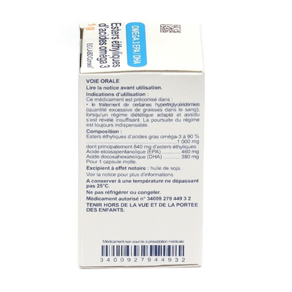 Esters éthyliques d'acides Oméga 3 1 g capsules