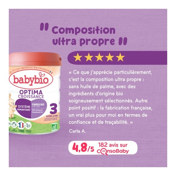 Babybio Optima Croissance lait 3ème âge bio