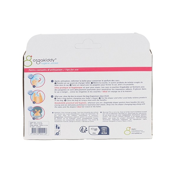 Orgakiddy Sac à couches parfumé talc 50 sacs