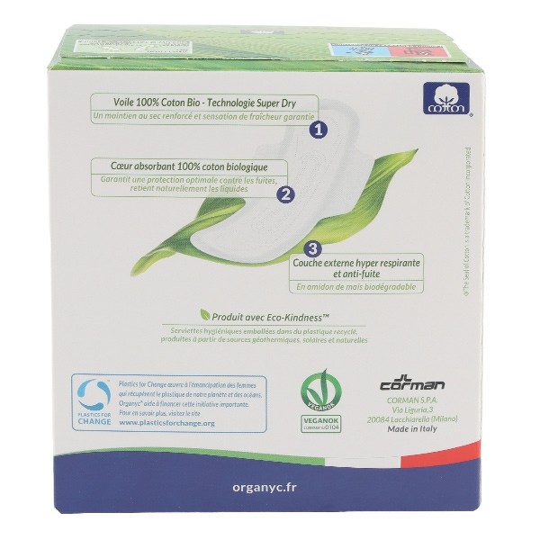 Organyc Coton Bio serviettes hygiéniques Flux abondant