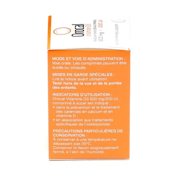Orocal vitamine D3 500 mg/200 UI comprimés à sucer