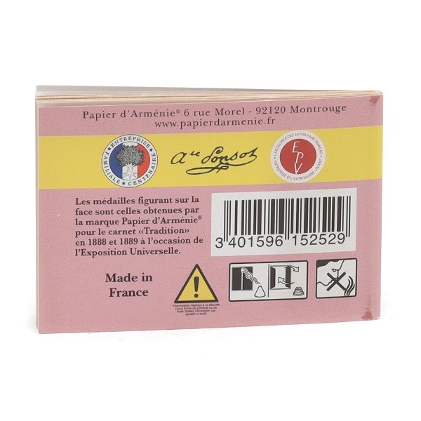 Papier d'arménie rose 36 lamelles