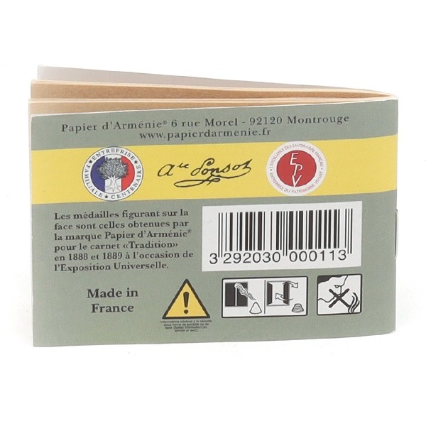 Papier d'arménie triple 36 lamelles
