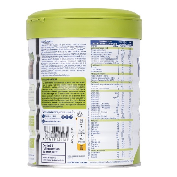 Physiolac Bio 3 lait de croissance