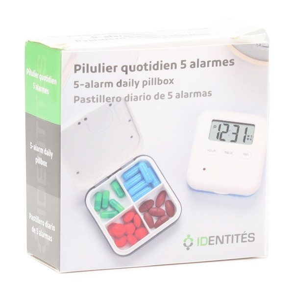 Pilulier journalier électronique 5 alarmes Identités