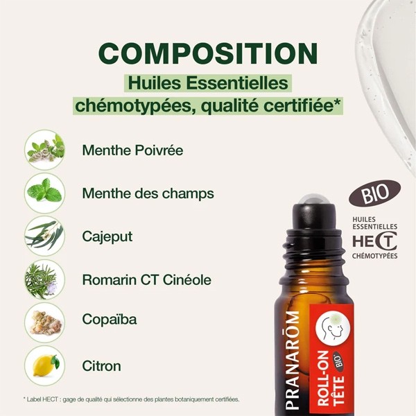Pranarom Aromalgic Roll-on Maux de tête bio