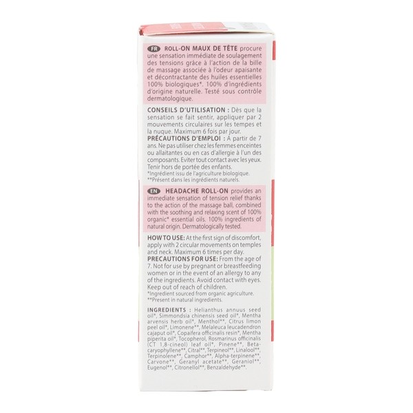 Pranarom Aromalgic Roll-on Maux de tête bio