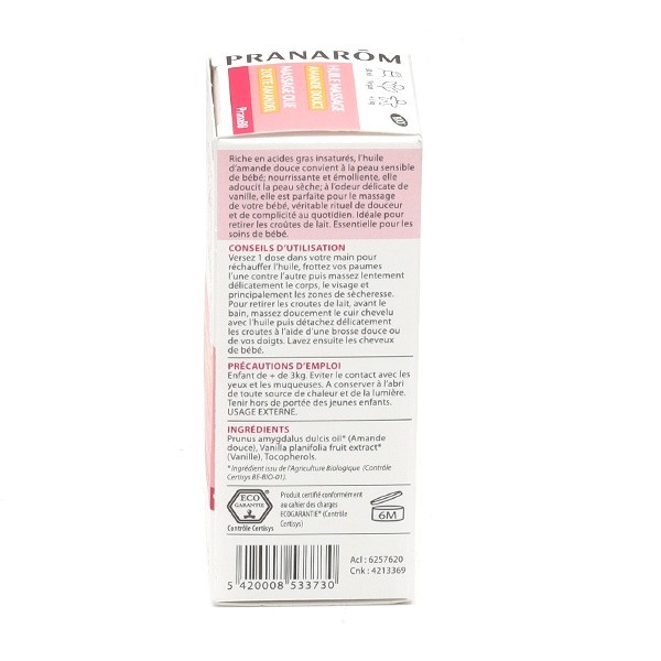 Pranarom PranaBB Huile massage à l'amande douce Bio