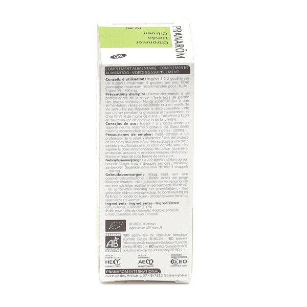 Pranarom huile essentielle Citronnier Bio