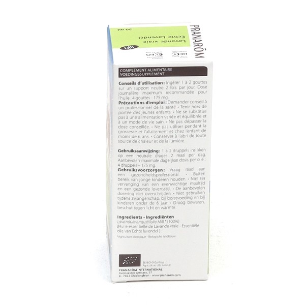 Pranarom huile essentielle de Lavande vraie bio
