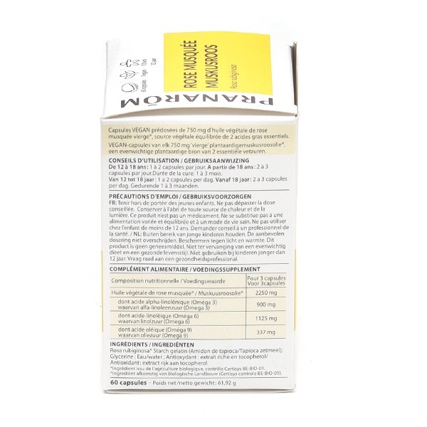 Pranarom huile végétale Rose musquée capsules